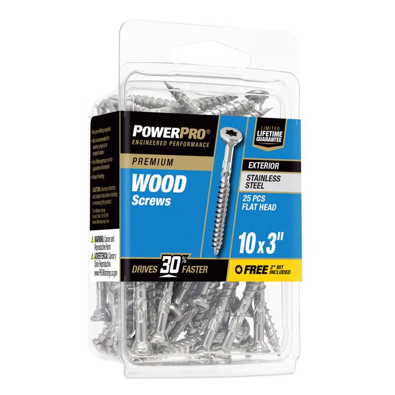 HILLMAN Power Pro No. 10 X 3 in. L Star Coarse Exterior Wood Screw 25 pk