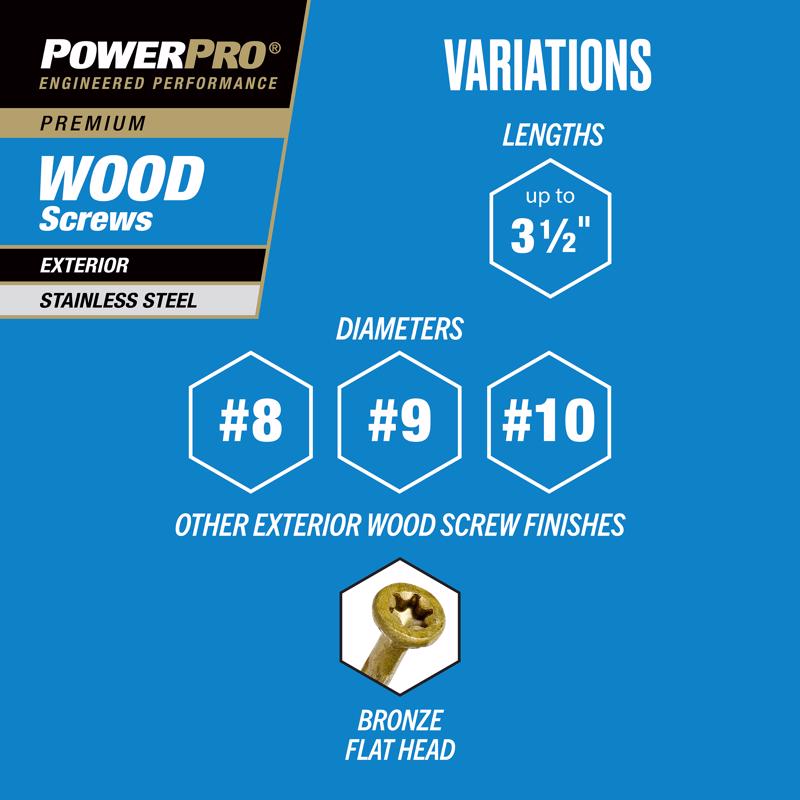 HILLMAN Power Pro No. 8 X 1-1/4 in. L Star Coarse Exterior Wood Screw 45 pk