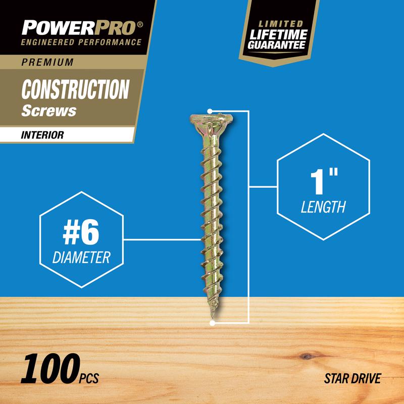 HILLMAN Power Pro No. 6 X 1 in. L Star Coarse Wood Screws 100 pk