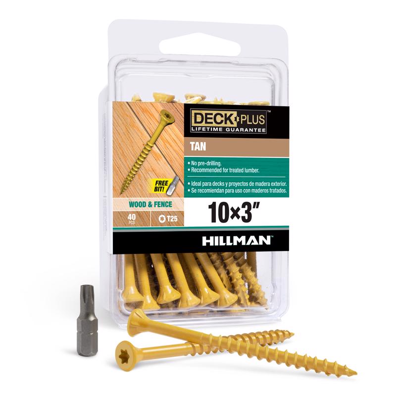 HILLMAN Deck Plus No. 10 Ga. X 3 in. L Tan Star Flat Head Exterior Deck Screws 40 pk