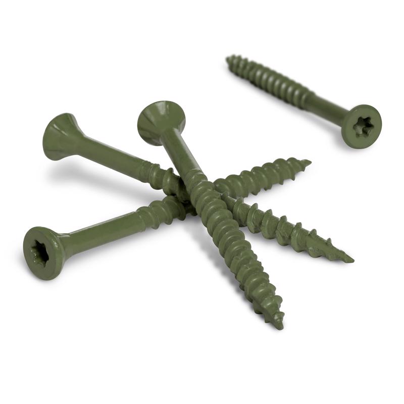HILLMAN Deck Plus No. 8 Ga. X 1-1/4 in. L Green Star Flat Head Exterior Deck Screws 1 lb 186 pk