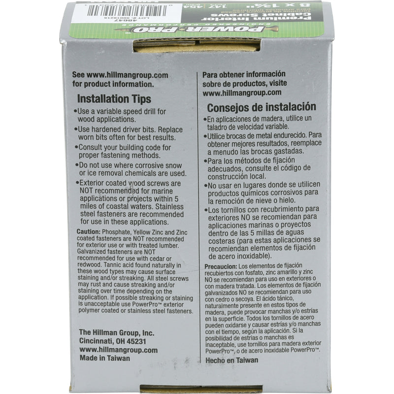HILLMAN Power Pro No. 8 X 1-3/4 in. L Star Coarse Cabinet Screws