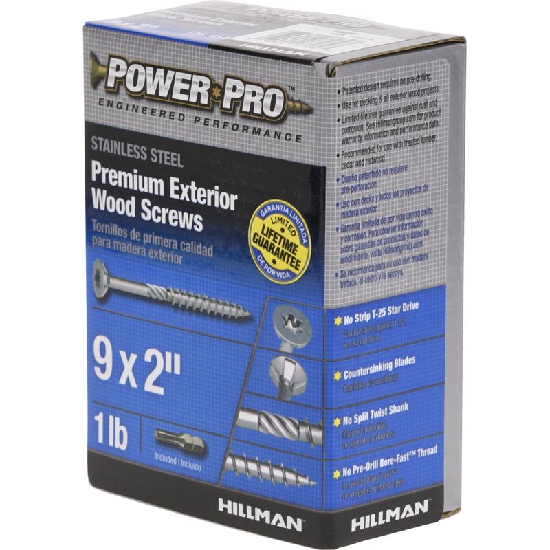 HILLMAN Power Pro No. 9 Ga. X 2 in. L Stainless Steel Star Flat Head Exterior Deck Screws 1 lb 126 p