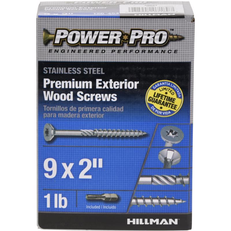 HILLMAN Power Pro No. 9 Ga. X 2 in. L Stainless Steel Star Flat Head Exterior Deck Screws 1 lb 126 p