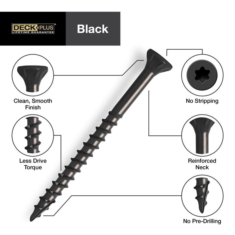 HILLMAN Deck Plus No. 10 Ga. X 2-1/2 in. L Black Star Flat Head Exterior Deck Screws 1 lb 73 pk
