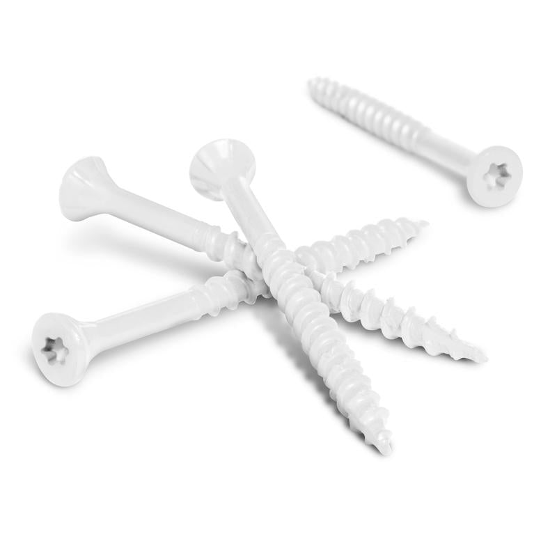 HILLMAN Deck Plus No. 10 Ga. X 2-1/2 in. L White Star Flat Head Exterior Deck Screws 1 lb 73 pk