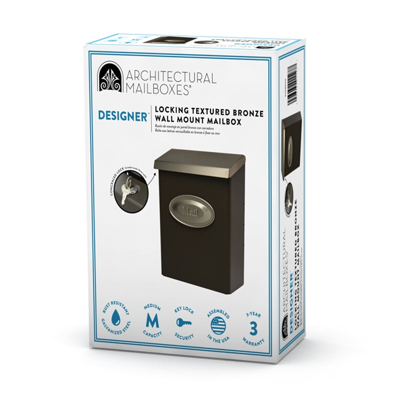 Gibraltar Mailboxes Designer Series DVKPBZ00 Mailbox, 440 cu-in Capacity, Galvanized Steel, Powder-Coated, 9.7 in W