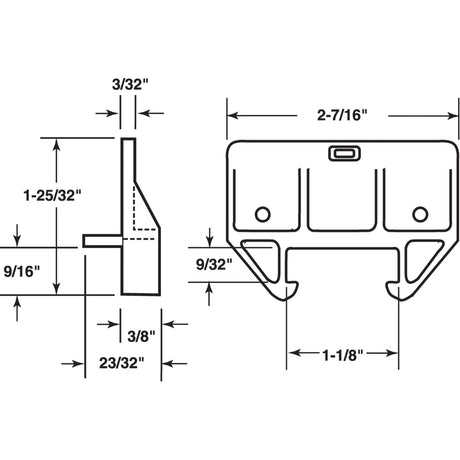 Prime-Line Plastic Center Guide Drawer Track Guide 1 pk