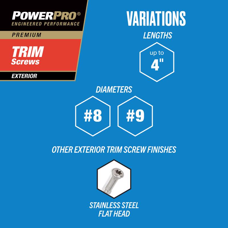 HILLMAN Power Pro No. 9 X 4 in. L Star Coarse Trim Screws 59 pk