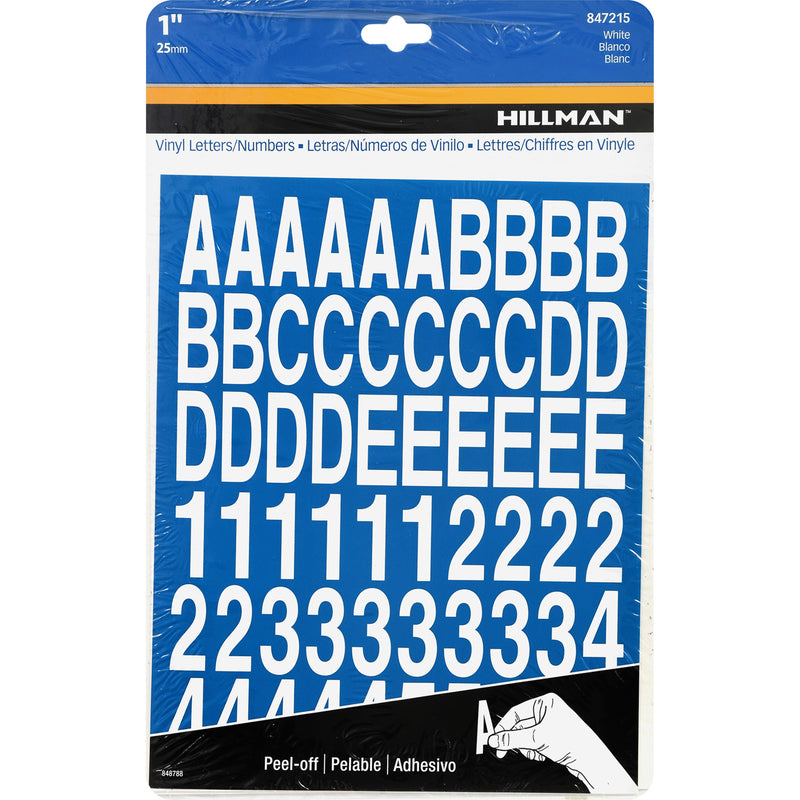 HILLMAN 1 in. White Vinyl Self-Adhesive Letter and Number Set 0-9, A-Z 228 pc, Pack of 6