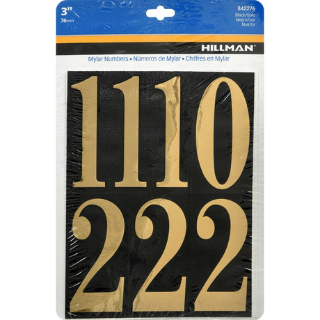 HILLMAN 3 in. Reflective Gold Vinyl Self-Adhesive Number Set 0-9 26 pc, Pack of 6