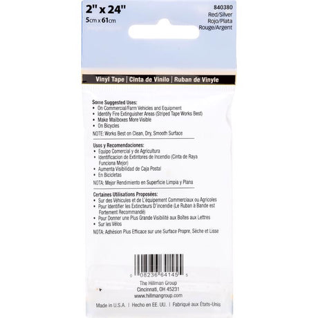 HILLMAN 2 in. W X 24 in. L Red/Silver Reflective Safety Tape 1 pk, Pack of 5