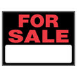 HILLMAN English Black For Sale Sign 15 in. H X 19 in. W, Pack of 6