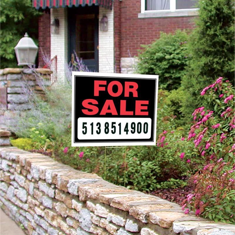 HILLMAN English Black For Sale Sign 15 in. H X 19 in. W, Pack of 6