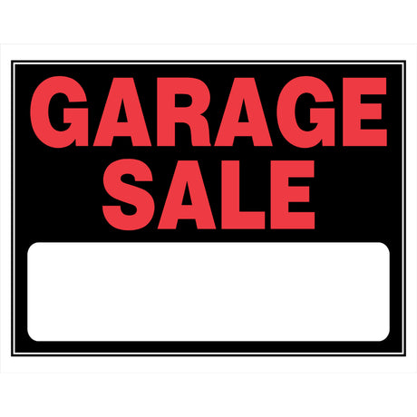 HILLMAN English Black Garage Sale Sign 15 in. H X 19 in. W, Pack of 6