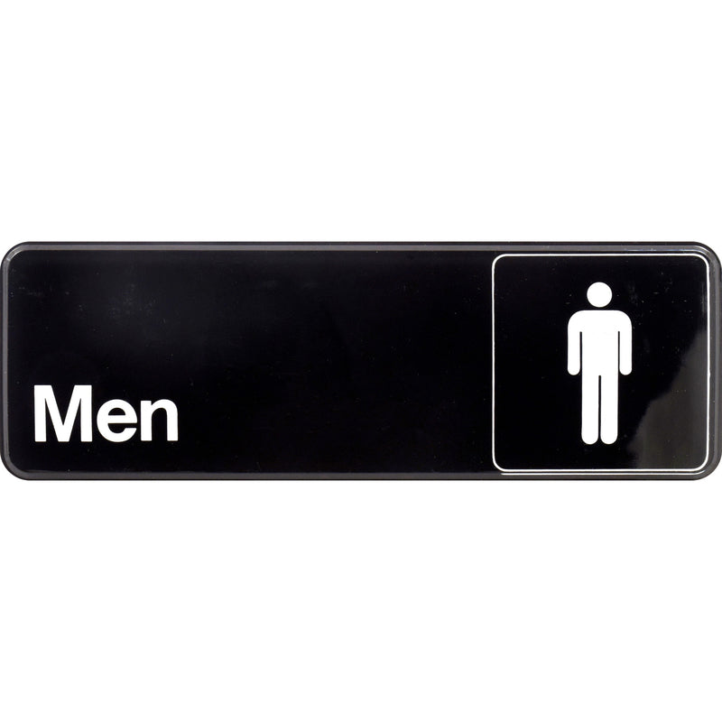 HILLMAN English Black Restroom Sign 3 in. H X 9 in. W, Pack of 6