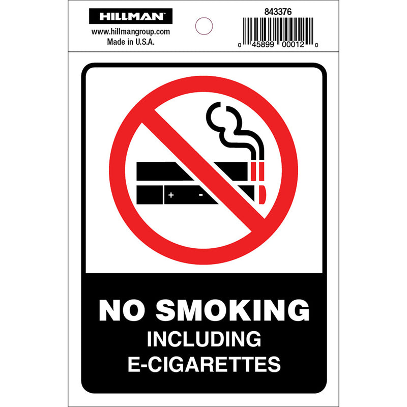 HILLMAN English White No Smoking Decal 4 in. H X 6 in. W, Pack of 6