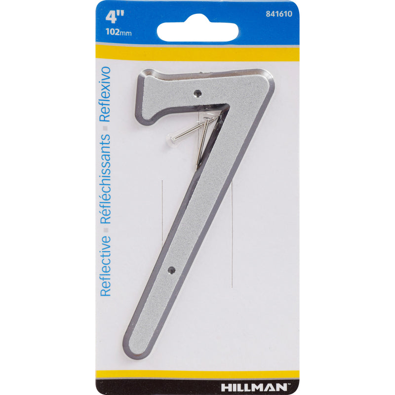 HILLMAN 4 in. Reflective Silver Plastic Nail-On Number 7 1 pc, Pack of 3