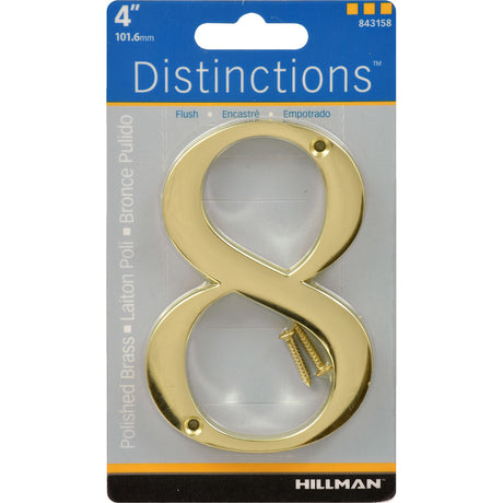 HILLMAN Distinctions 4 in. Gold Zinc Die-Cast Screw-On Number 8 1 pc, Pack of 3