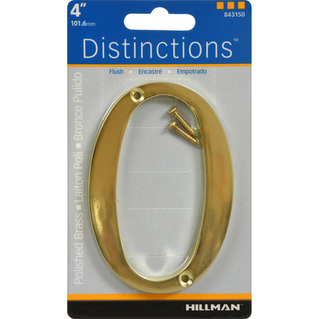 HILLMAN Distinctions 4 in. Gold Zinc Die-Cast Screw-On Number 0 1 pc, Pack of 3