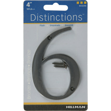 HILLMAN Distinctions 4 in. Bronze Zinc Die-Cast Screw-On Number 6 1 pc, Pack of 3