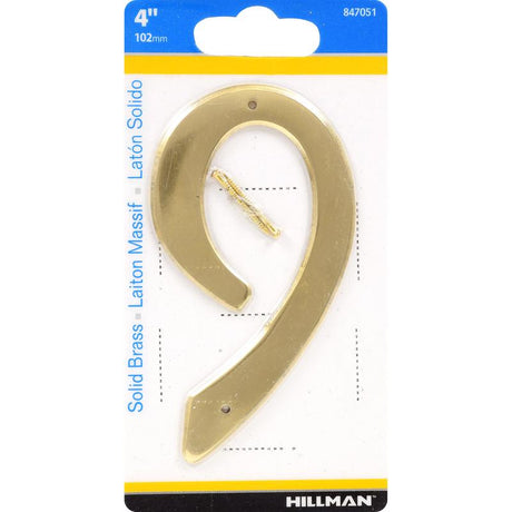 HILLMAN 4 in. Gold Brass Nail-On Number 9 1 pc, Pack of 3