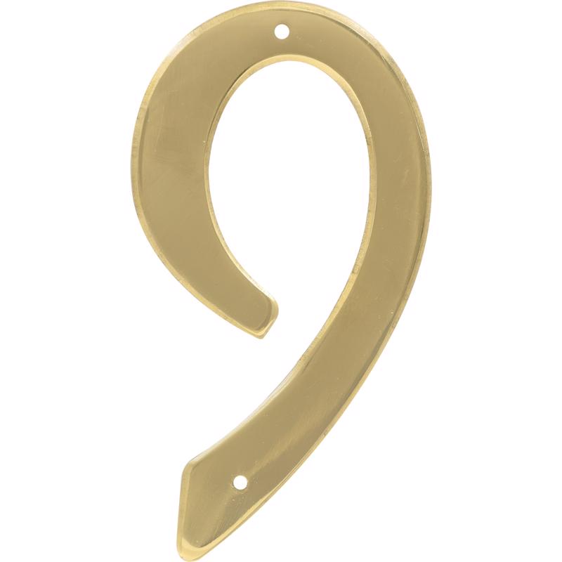 HILLMAN 4 in. Gold Brass Nail-On Number 9 1 pc, Pack of 3