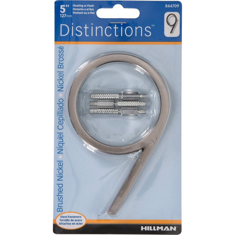 HILLMAN Distinctions 5 in. Silver Metal Screw-On Number 9 1 pc, Pack of 3