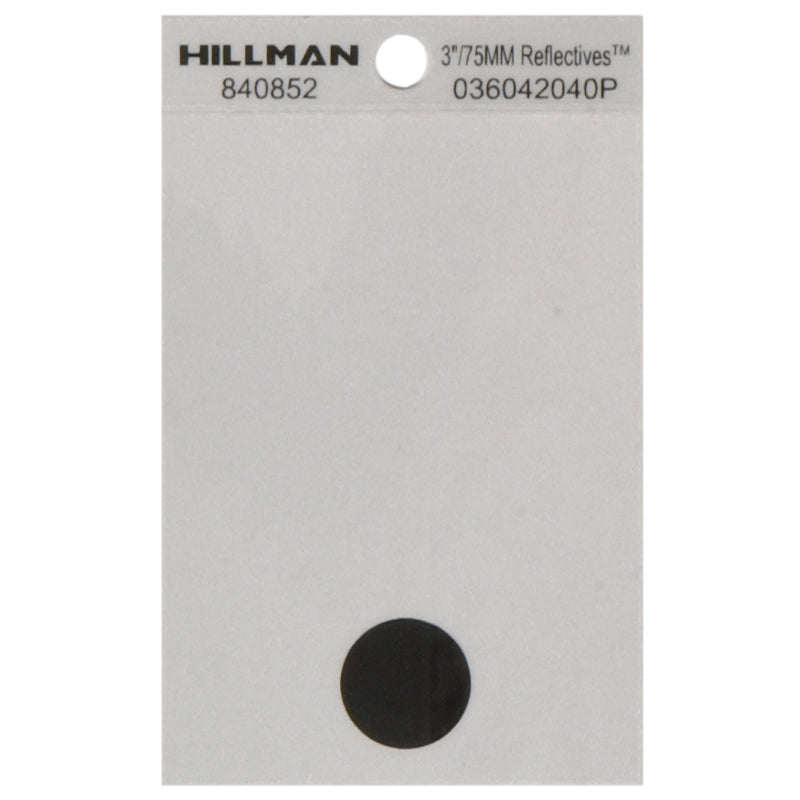 HILLMAN 3 in. Reflective Black Vinyl Self-Adhesive Special Character Period 1 pc, Pack of 6