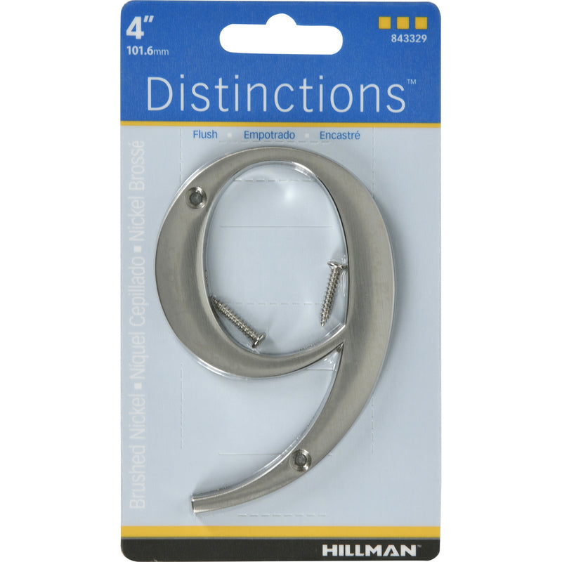 HILLMAN Distinctions 4 in. Silver Zinc Die-Cast Screw-On Number 9 1 pc, Pack of 3