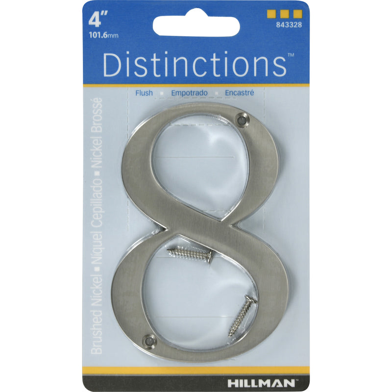 HILLMAN Distinctions 4 in. Silver Zinc Die-Cast Screw-On Number 8 1 pc, Pack of 3