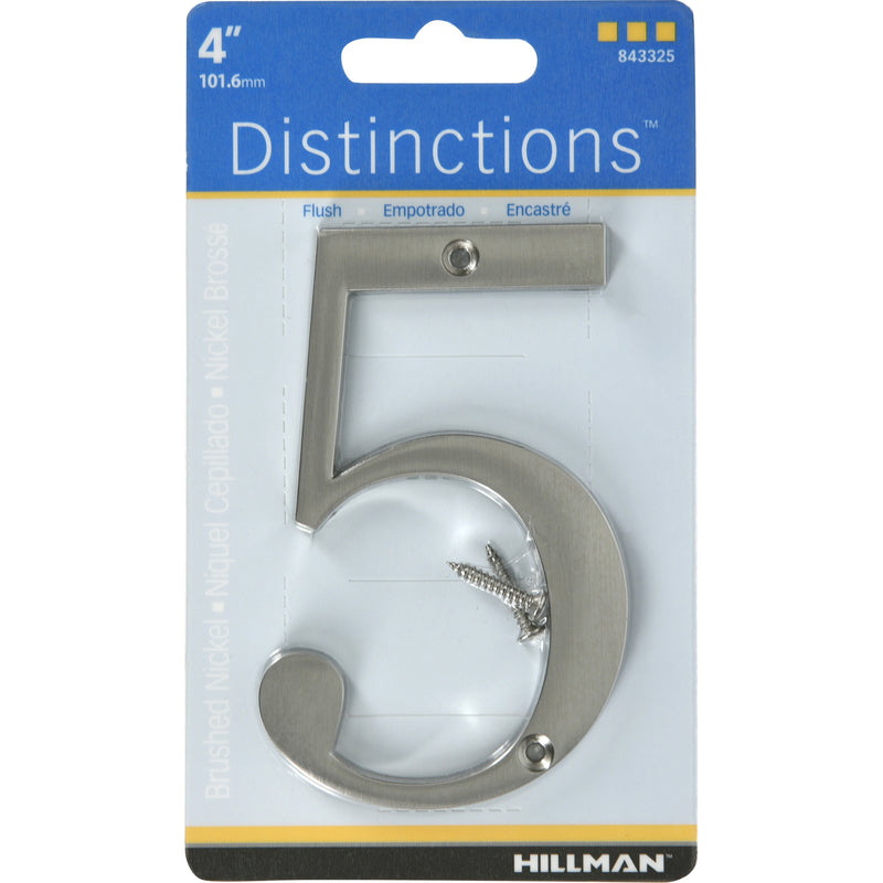 HILLMAN Distinctions 4 in. Silver Zinc Die-Cast Screw-On Number 5 1 pc, Pack of 3