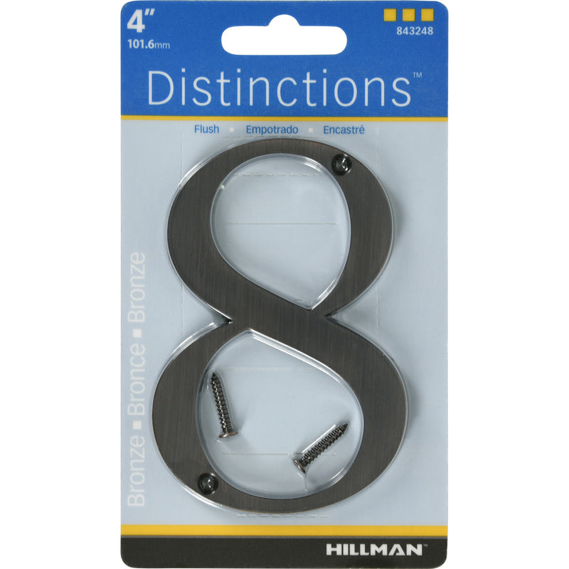 HILLMAN Distinctions 4 in. Bronze Zinc Die-Cast Screw-On Number 8 1 pc, Pack of 3