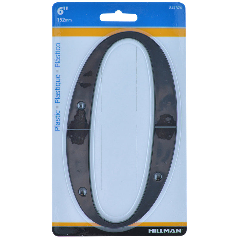 HILLMAN 6 in. Black Plastic Nail-On Number 0 1 pc, Pack of 3