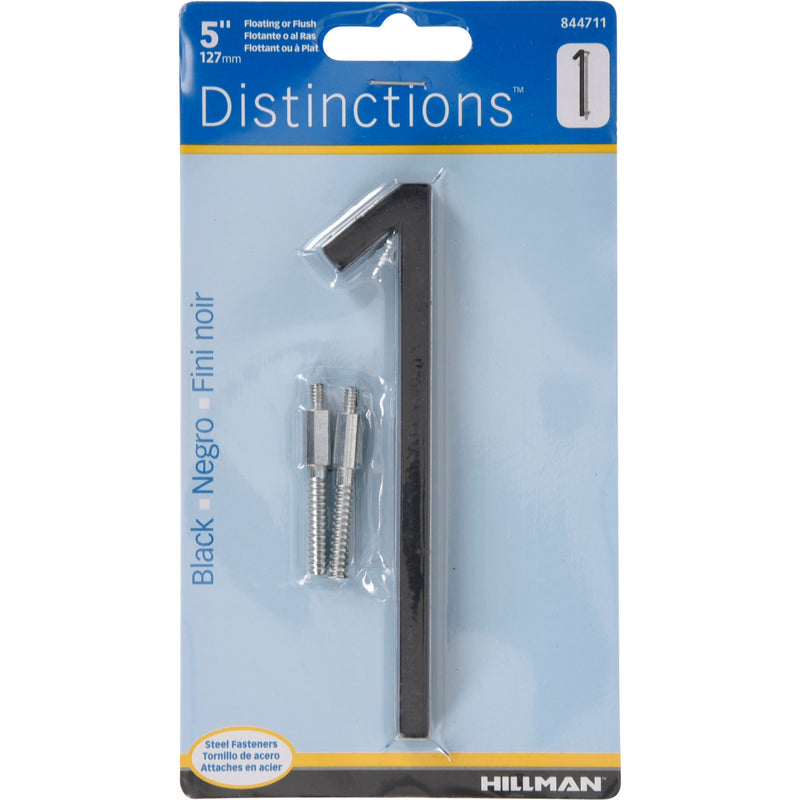 HILLMAN Distinctions 5 in. Black Steel Screw-On Number 1 1 pc, Pack of 3