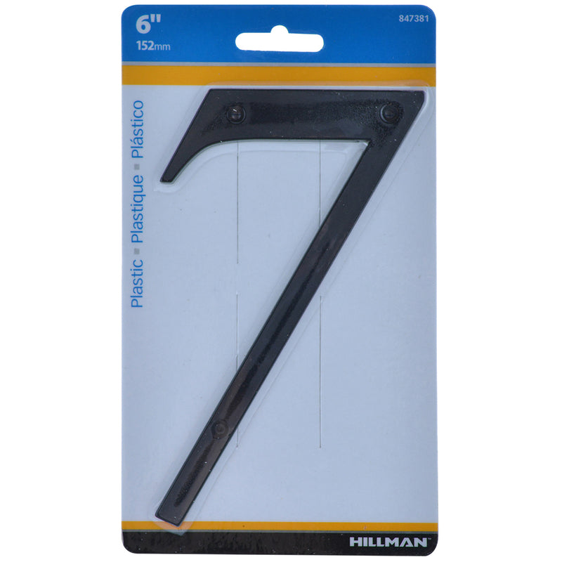 HILLMAN 6 in. Black Plastic Nail-On Number 7 1 pc, Pack of 3