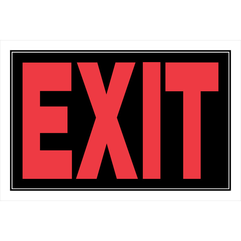 HILLMAN English Black Exit Sign 8 in. H X 12 in. W, Pack of 6