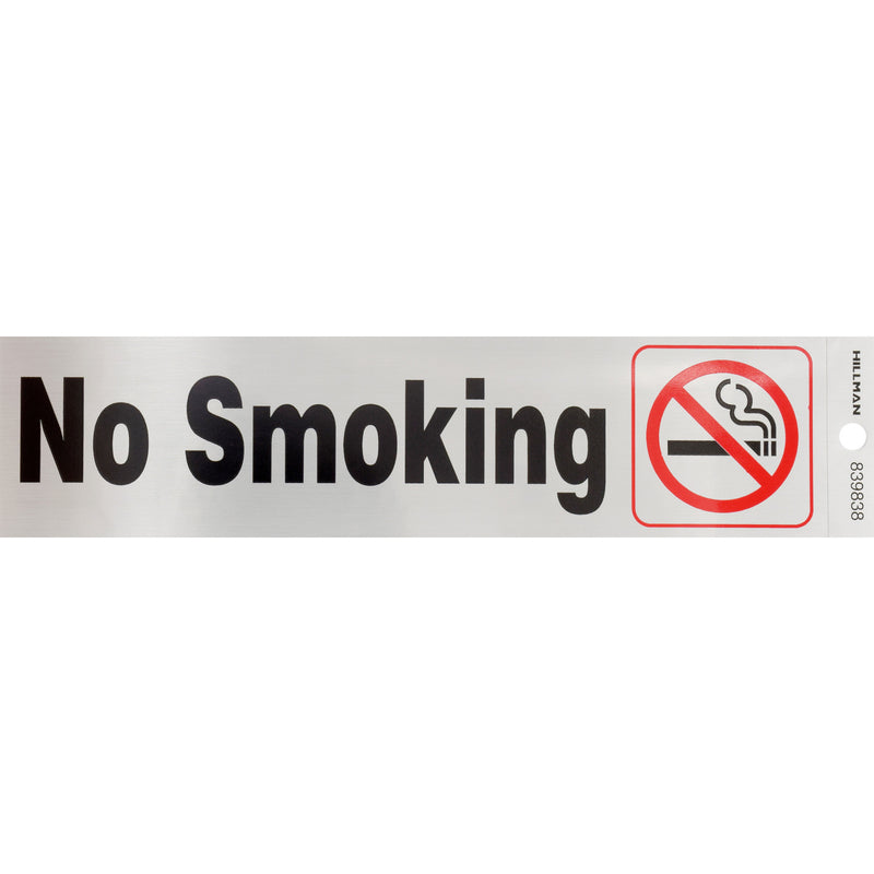 HILLMAN English Silver No Smoking Decal 2 in. H X 8 in. W, Pack of 6