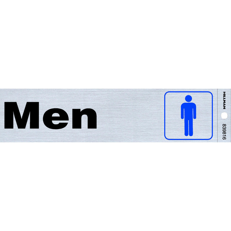 HILLMAN English Silver Restroom Sign 2 in. H X 8 in. W, Pack of 6