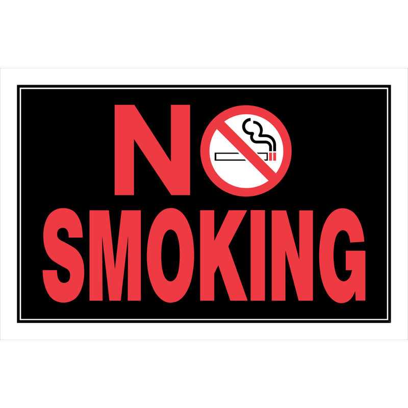 HILLMAN English Black No Smoking Sign 8 in. H X 12 in. W, Pack of 6