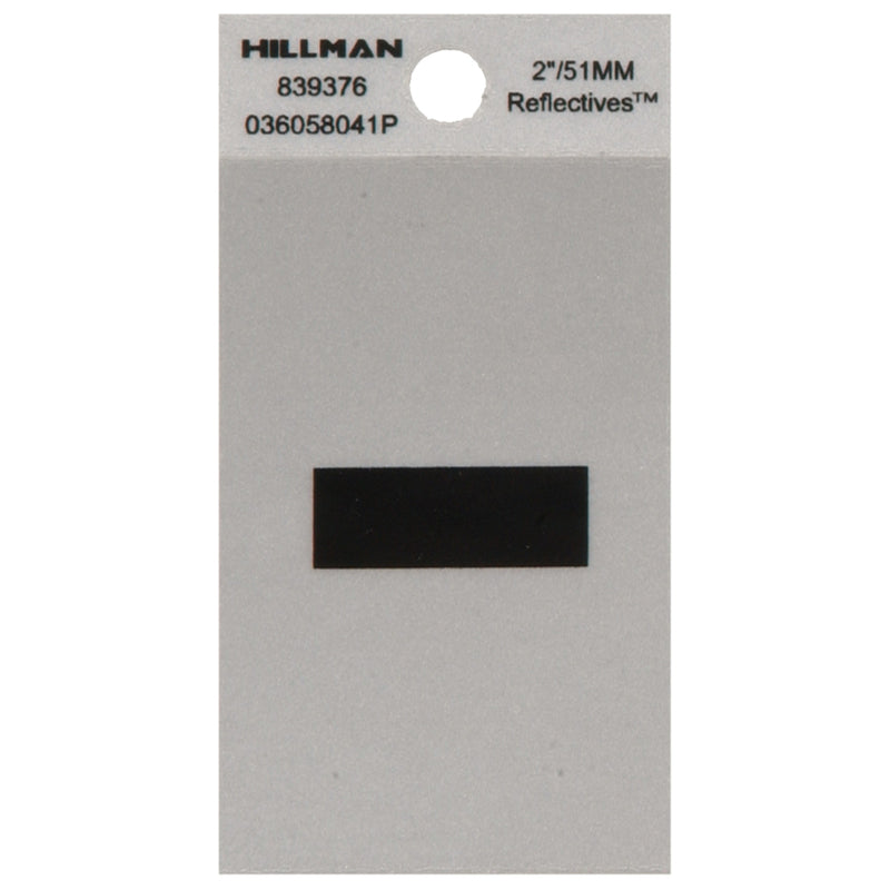 HILLMAN 2 in. Reflective Black Vinyl Self-Adhesive Special Character Hyphen 1 pc, Pack of 6