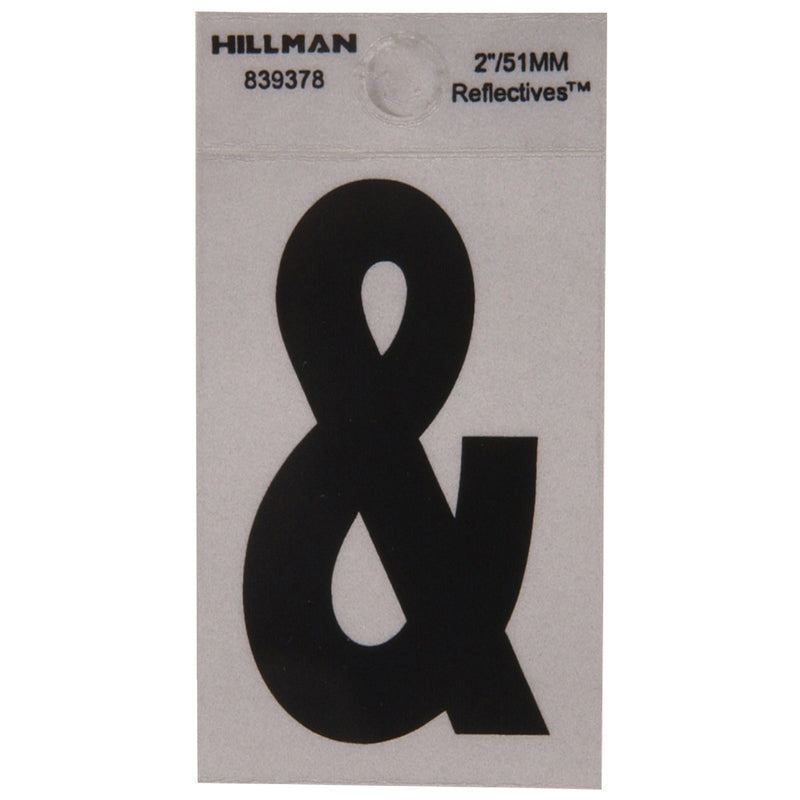 HILLMAN 2 in. Reflective Black Vinyl Self-Adhesive Special Character Ampersand 1 pc, Pack of 6