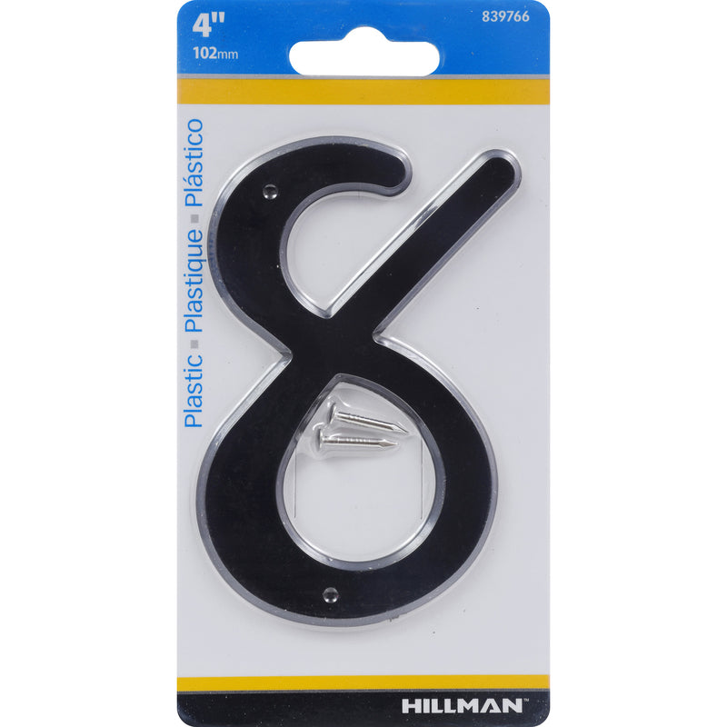 HILLMAN 4 in. Black Plastic Nail-On Number 8 1 pc, Pack of 10