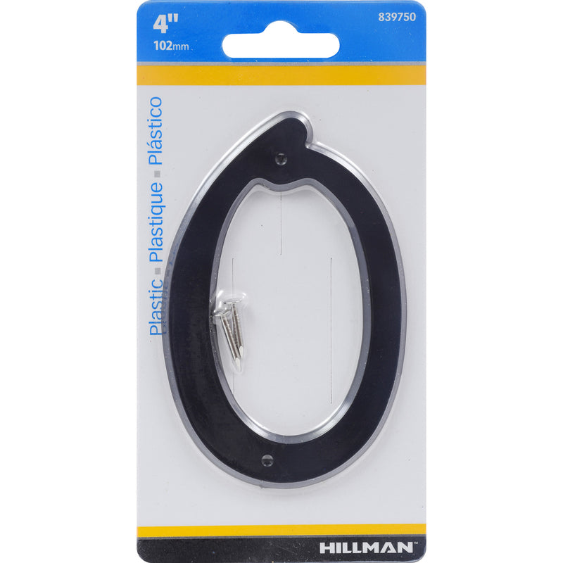 HILLMAN 4 in. Black Plastic Nail-On Number 0 1 pc, Pack of 10