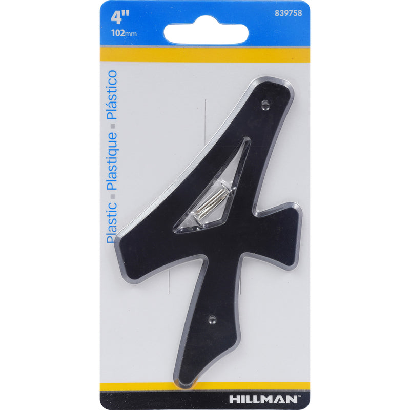 HILLMAN 4 in. Black Plastic Nail-On Number 4 1 pc, Pack of 10