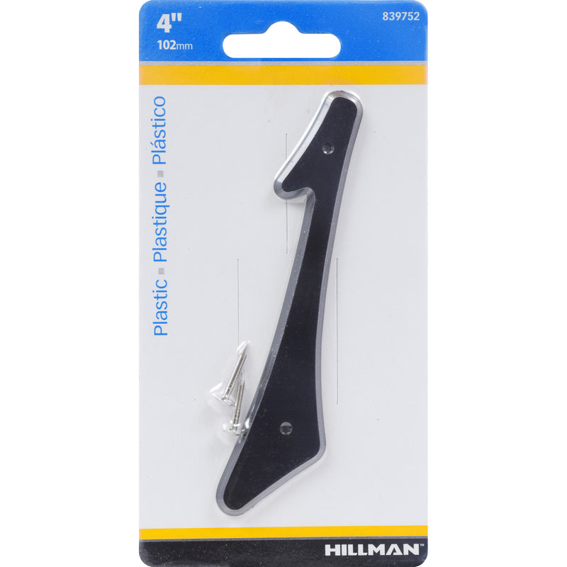 HILLMAN 4 in. Black Plastic Nail-On Number 1 1 pc, Pack of 10