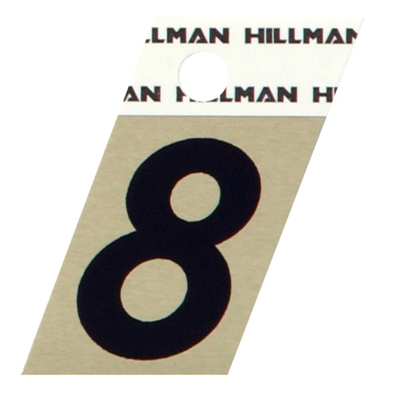 HILLMAN 1.5 in. Reflective Black Aluminum Self-Adhesive Number 8 1 pc, Pack of 6
