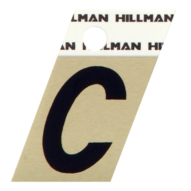 HILLMAN 1.5 in. Reflective Black Aluminum Self-Adhesive Letter C 1 pc, Pack of 6