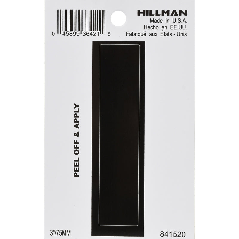 HILLMAN 3 in. Black Vinyl Self-Adhesive Letter I 1 pc, Pack of 6