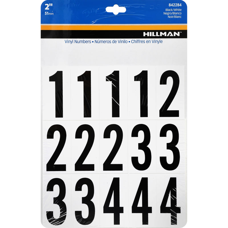 HILLMAN 2 in. Black Vinyl Self-Adhesive Number Set 0-9 35 pc, Pack of 6